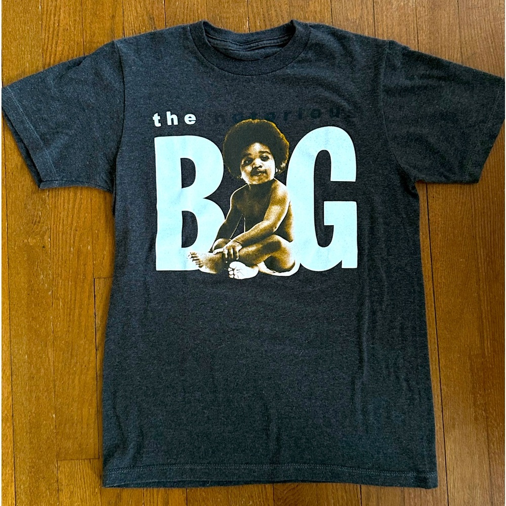 Notorious BIG Biggie Smalls Charcoal Dark Grey T-Shirt Womens Tee • Size S